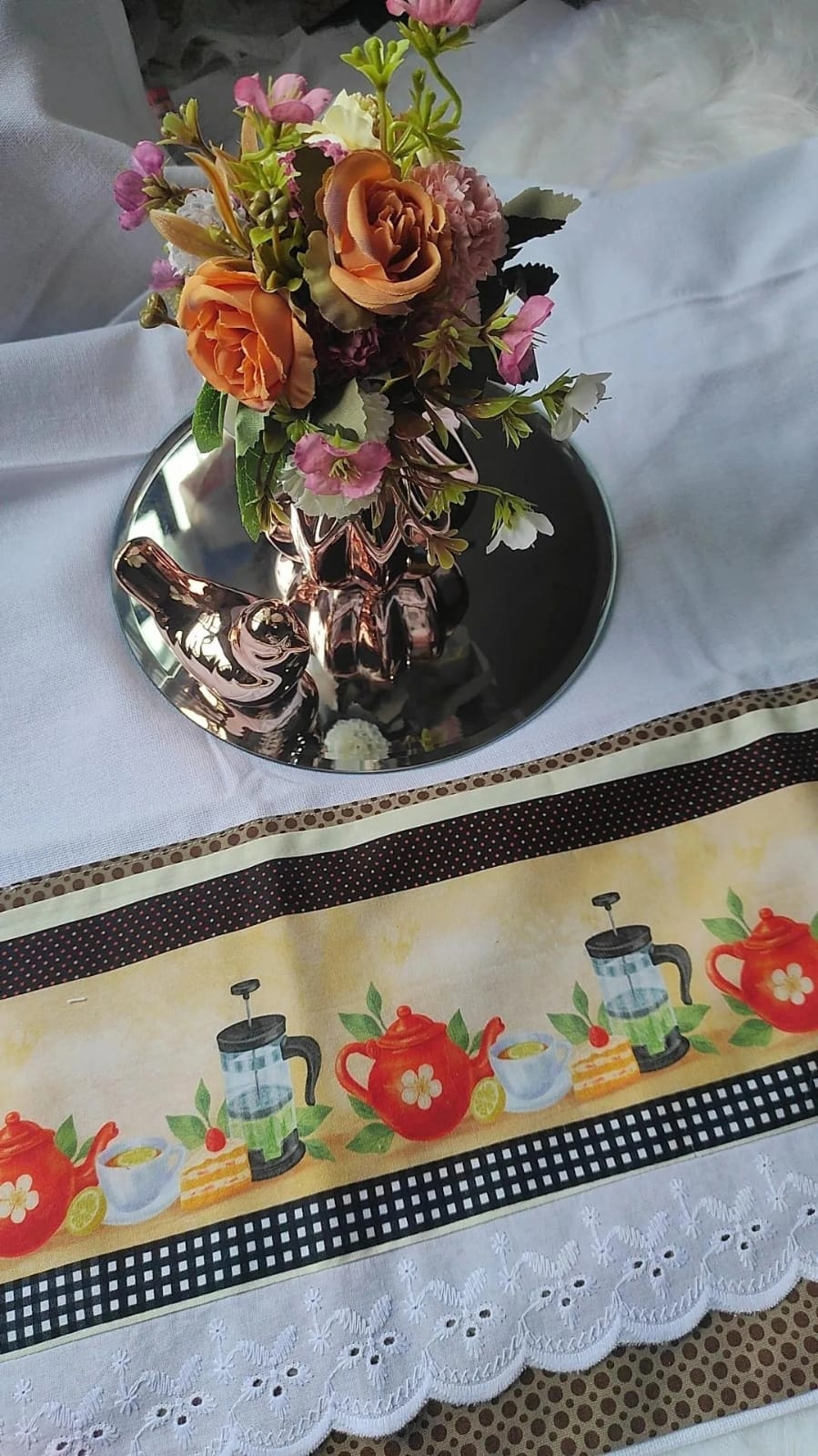 Guardanapo com Barrado de Tecido, Kit 3 Peças